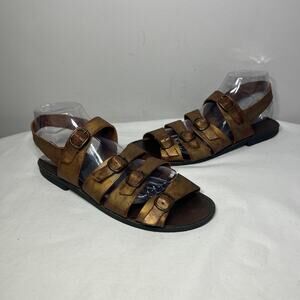 Leather Collection Sandals Bronze Triple Buckle Strap Vacation Casual Cruise 10